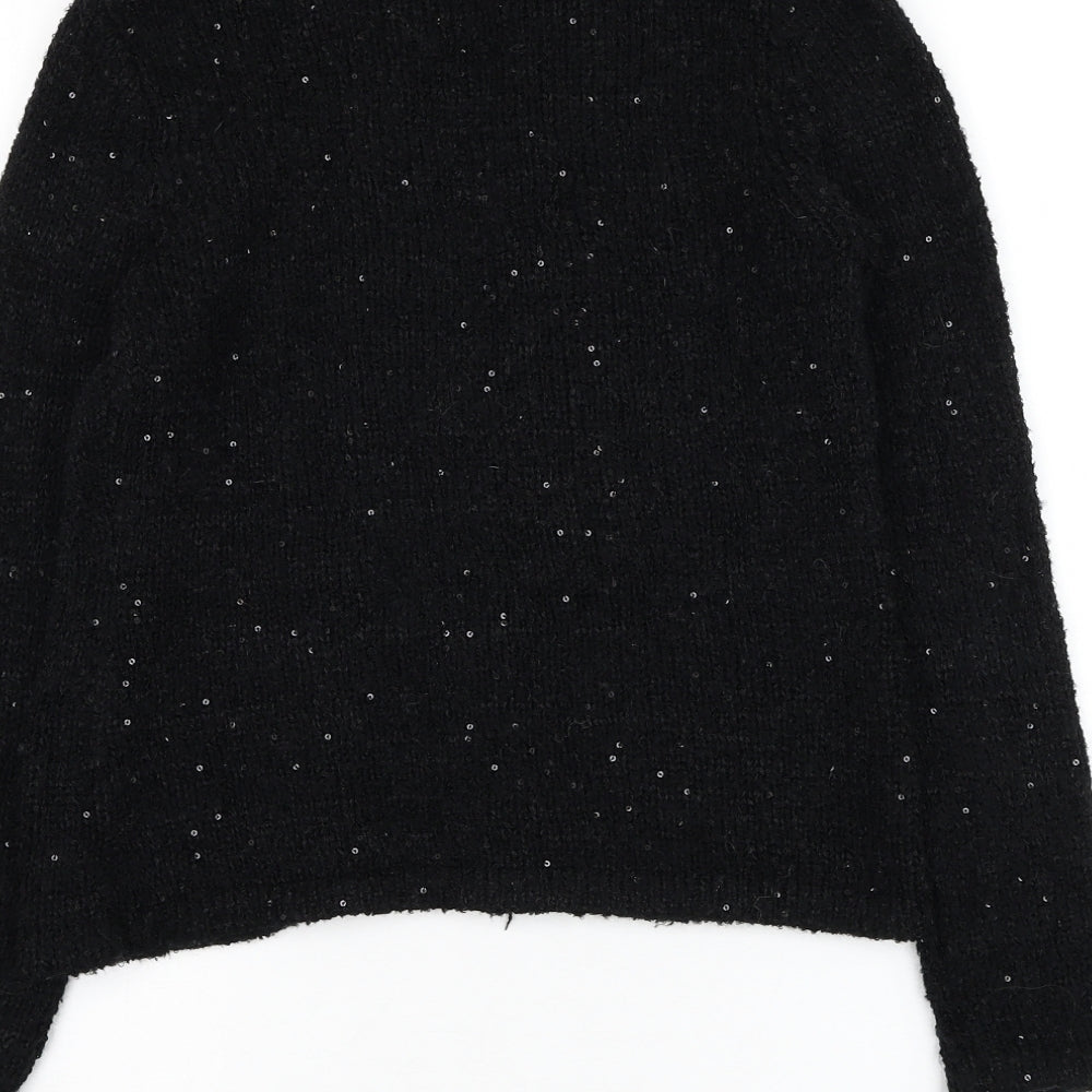 Womens UK Size 4 Preworn Black Cardigan Jumper