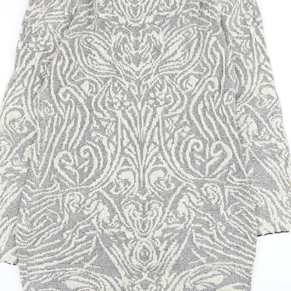 Lely Wood Womens Blue Round Neck Geometric Nylon Pullover Jumper One Size