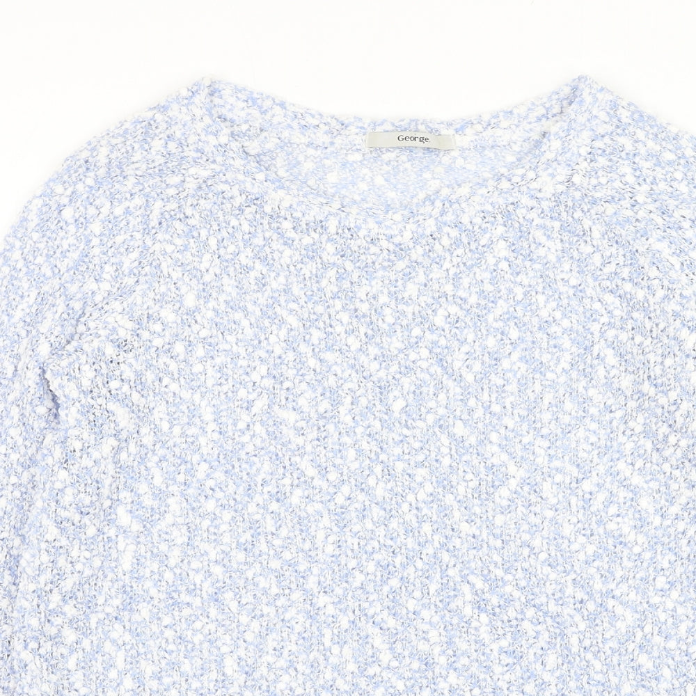 George Womens Blue Round Neck Polyester Pullover Jumper Size 10