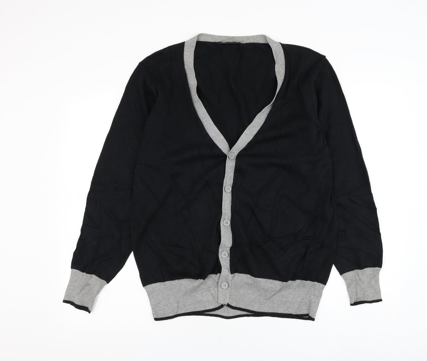 Cedar Wood State Mens Black V-Neck Cotton Jumper Size M