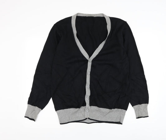 Cedar Wood State Mens Black V-Neck Cotton Jumper Size M