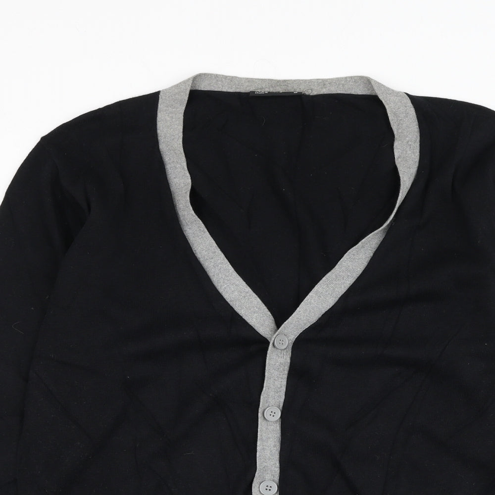 Cedar Wood State Mens Black V-Neck Cotton Jumper Size M