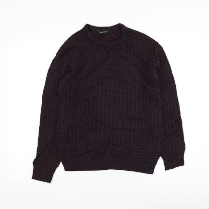 Cedar Wood State Mens Purple Round Neck Acrylic Pullover Jumper Size XS