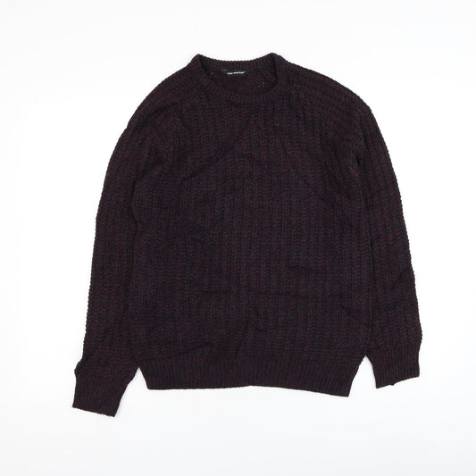 Cedar Wood State Mens Purple Round Neck Acrylic Pullover Jumper Size XS