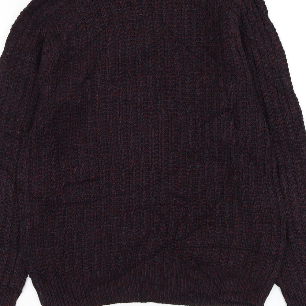 Cedar Wood State Mens Purple Round Neck Acrylic Pullover Jumper Size XS