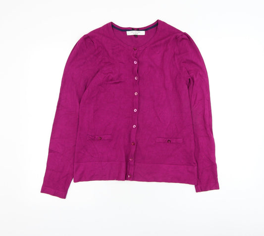 John Lewis Womens Purple Round Neck Viscose Cardigan Jumper Size 10