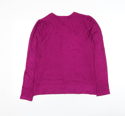 John Lewis Womens Purple Round Neck Viscose Cardigan Jumper Size 10