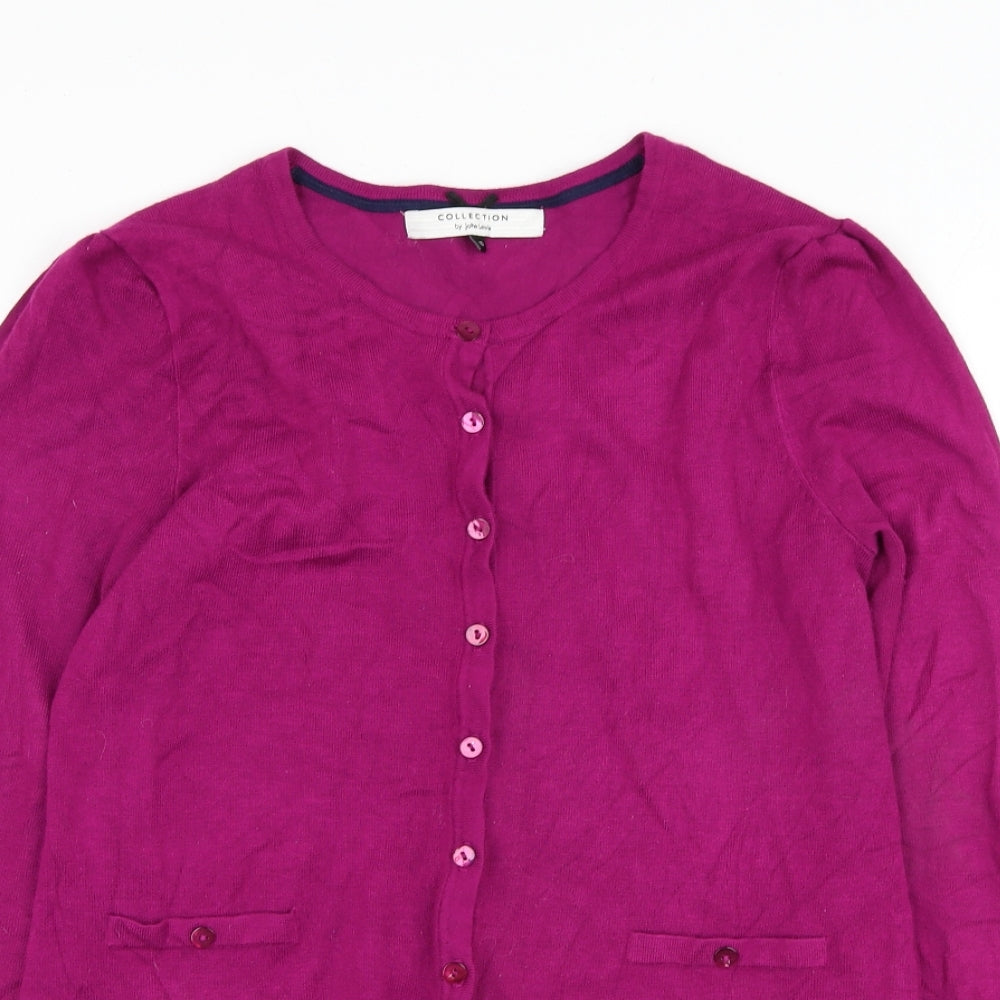 John Lewis Womens Purple Round Neck Viscose Cardigan Jumper Size 10