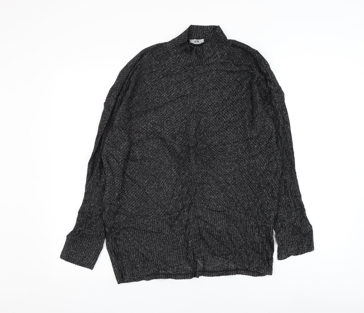 F&F Womens Black Mock Neck Viscose Pullover Jumper Size XS