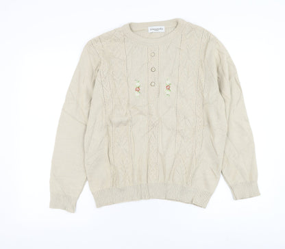 Womens UK Size M Merry Gold Beige Pullover Jumper