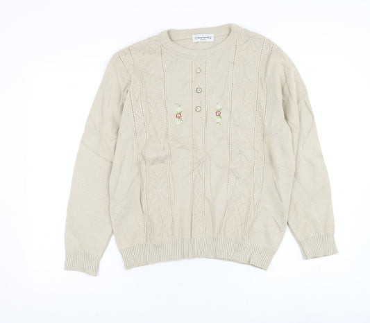 Womens UK Size M Merry Gold Beige Pullover Jumper
