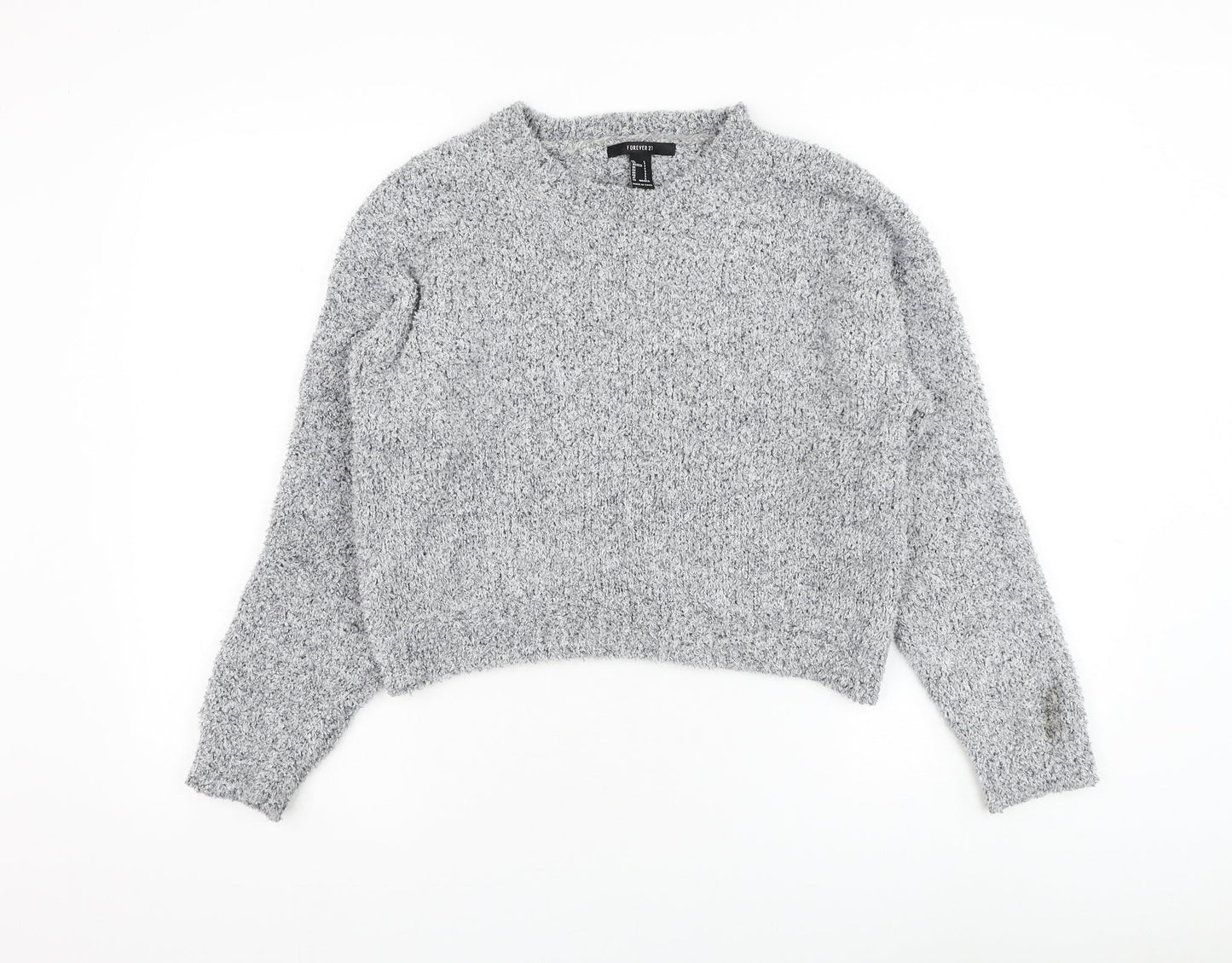 FOREVER 21 Womens Grey Round Neck Polyester Pullover Jumper Size S