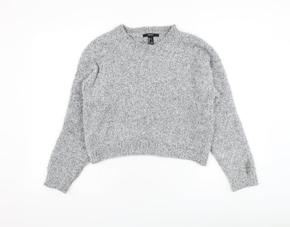 FOREVER 21 Womens Grey Round Neck Polyester Pullover Jumper Size S