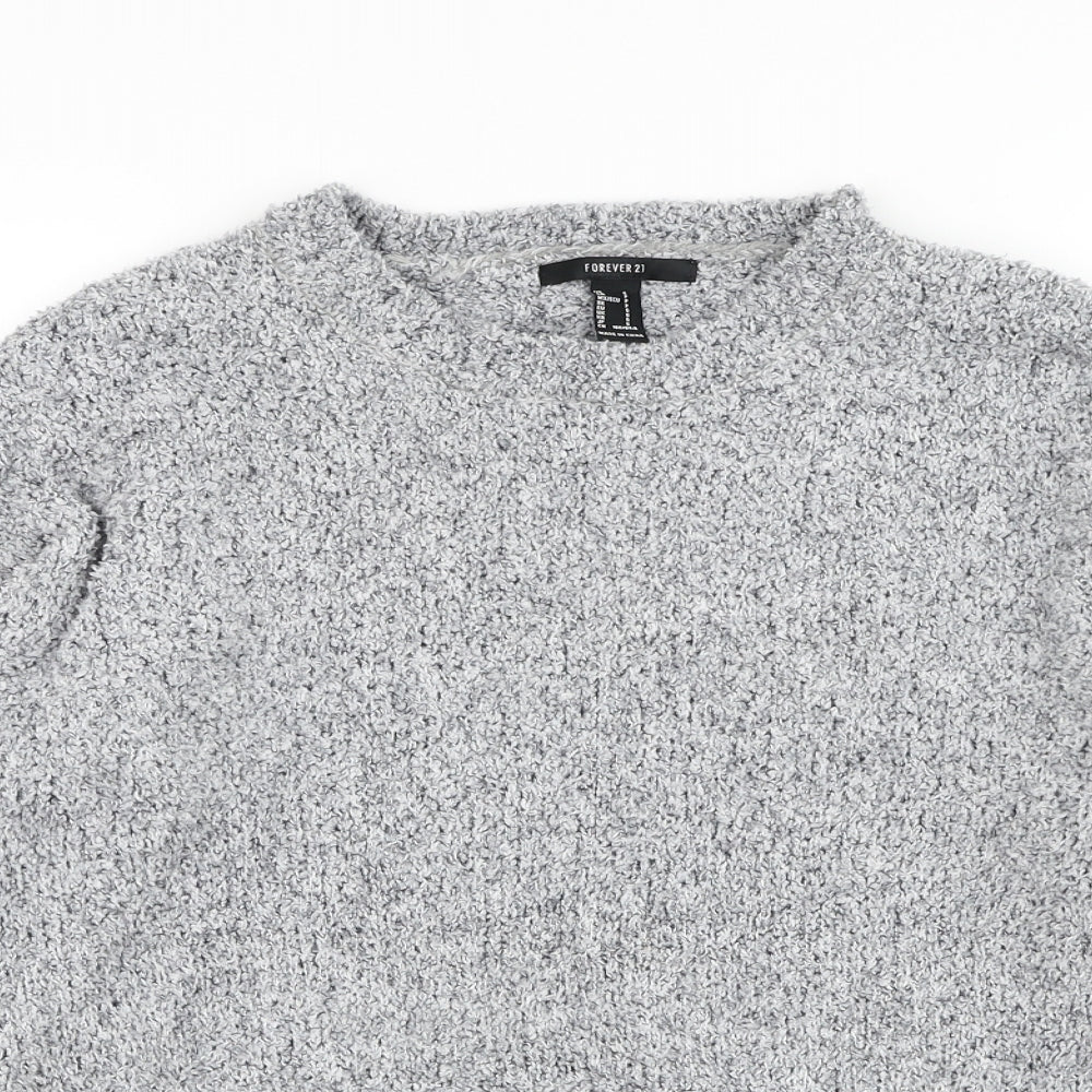 FOREVER 21 Womens Grey Round Neck Polyester Pullover Jumper Size S