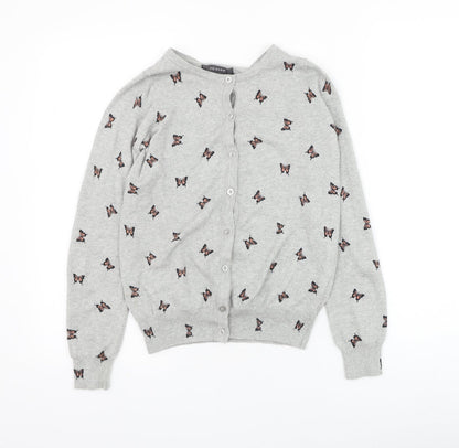 Primark Womens Grey Round Neck Cotton Jumper Size 6 - Butterfly