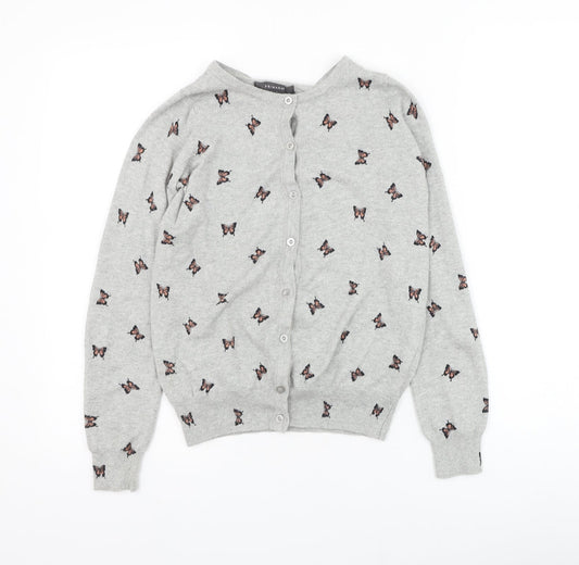 Primark Womens Grey Round Neck Cotton Jumper Size 6 - Butterfly