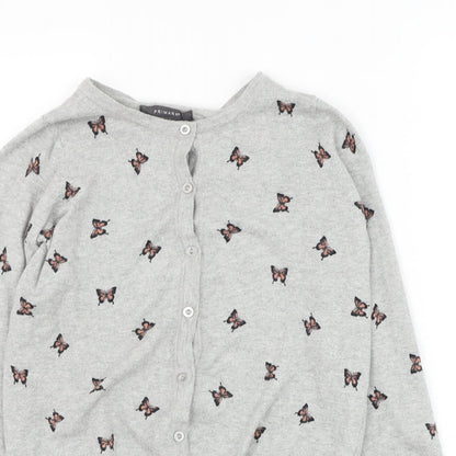 Primark Womens Grey Round Neck Cotton Jumper Size 6 - Butterfly