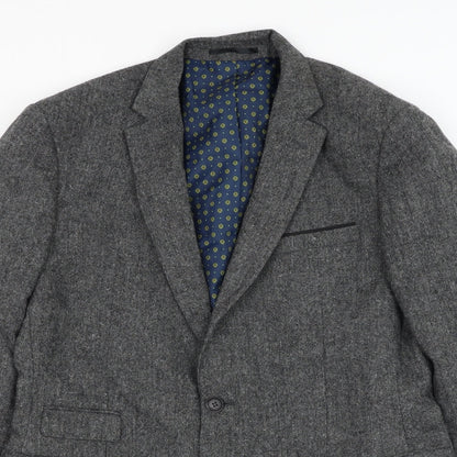 F&F Mens Grey Polyester Jacket Suit Jacket Size 42