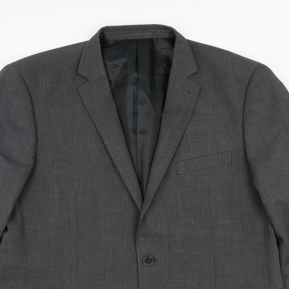 F&F Mens Grey Polyester Jacket Suit Jacket Size 44