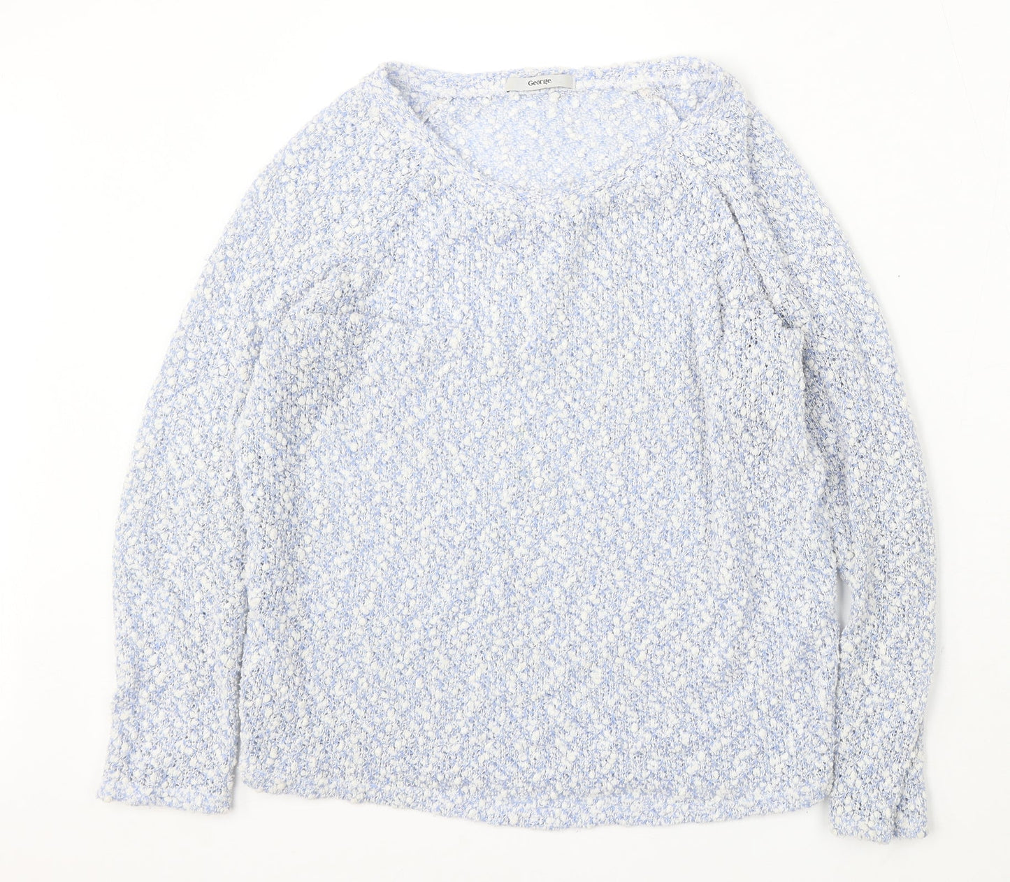 George Womens Blue Round Neck Polyester Pullover Jumper Size M