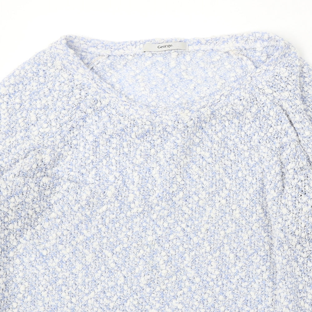 George Womens Blue Round Neck Polyester Pullover Jumper Size M