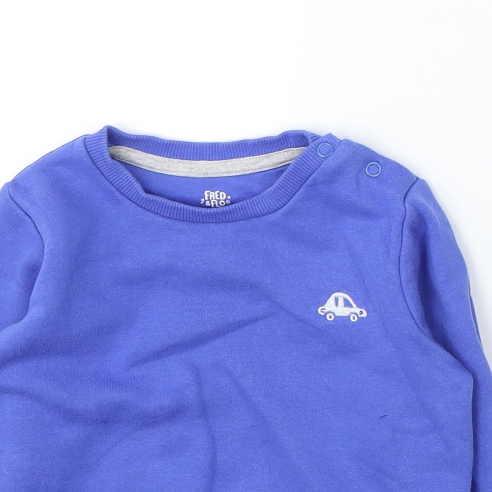 F&F Boys Blue Cotton Pullover Jumper Size 9-12 Months - car