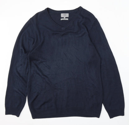 Marks and Spencer Mens Blue V-Neck Acrylic Pullover Jumper Size L