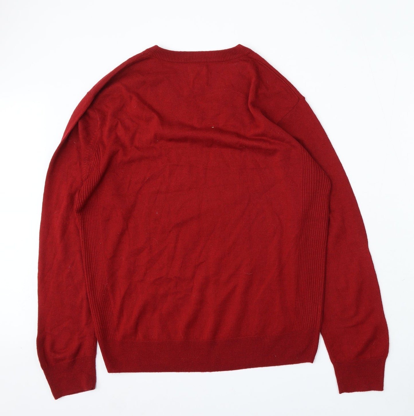 Sand Stone Mens Red V-Neck Acrylic Pullover Jumper Size M