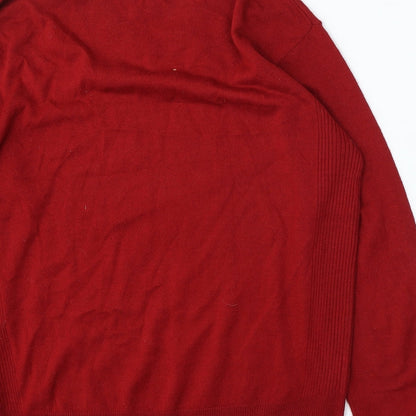 Sand Stone Mens Red V-Neck Acrylic Pullover Jumper Size M