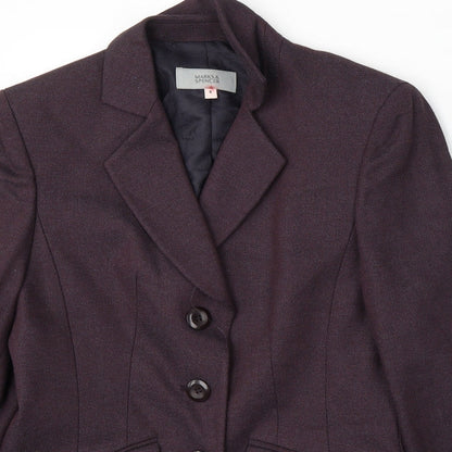 Marks and Spencer Womens Purple Polyester Jacket Suit Size 8