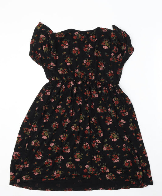 Boohoo Womens Multicoloured Floral Viscose Basic Blouse Size 10 Round Neck