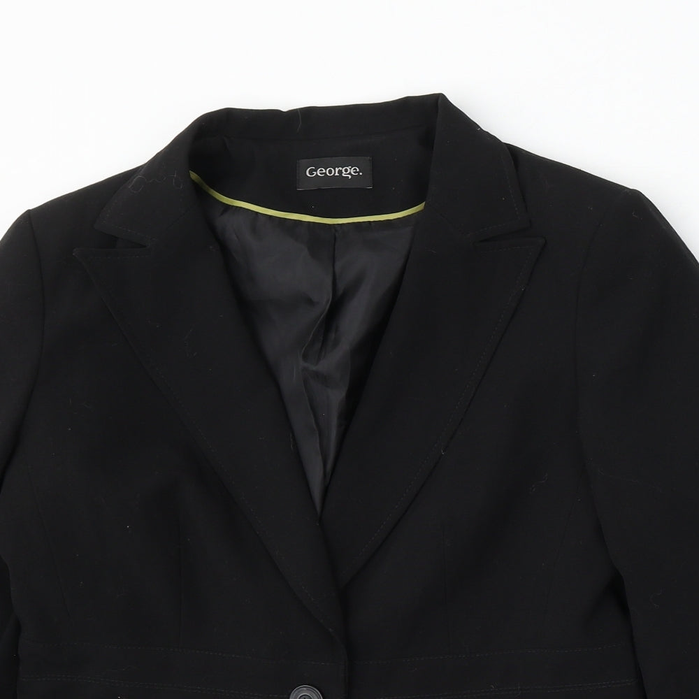 George Womens Black Polyester Jacket Suit Size 12