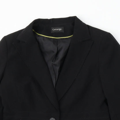George Womens Black Polyester Jacket Suit Size 12