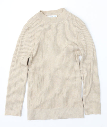 Primark Womens Beige Mock Neck Viscose Pullover Jumper Size S