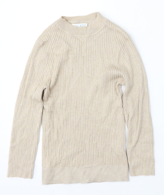Primark Womens Beige Mock Neck Viscose Pullover Jumper Size S
