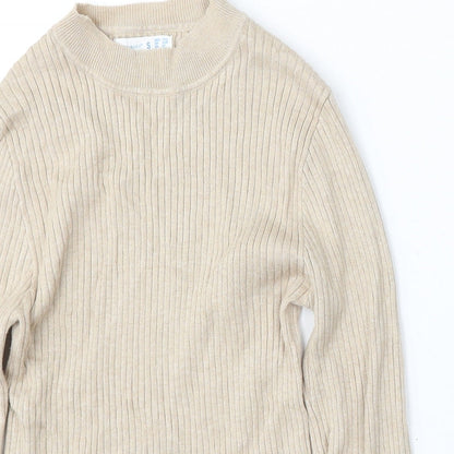 Primark Womens Beige Mock Neck Viscose Pullover Jumper Size S