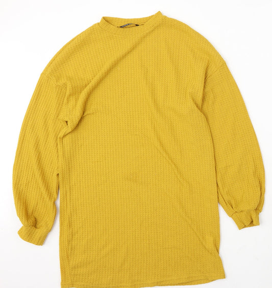 SheIn Womens Yellow Round Neck Polyester Pullover Jumper Size XS