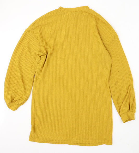 SheIn Womens Yellow Round Neck Polyester Pullover Jumper Size XS