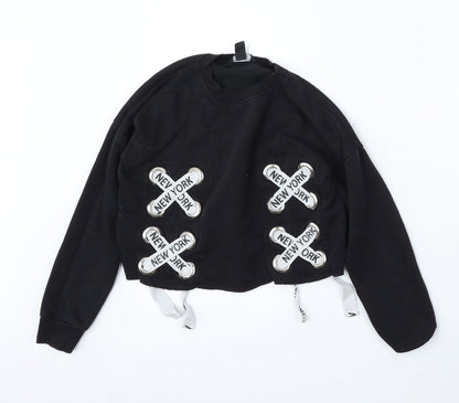 915 Generation Girls Black Polyester Pullover Sweatshirt Size 10-11 Years - New york