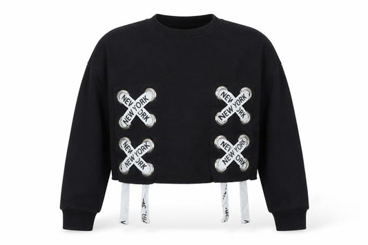 915 Generation Girls Black Polyester Pullover Sweatshirt Size 10-11 Years - New york
