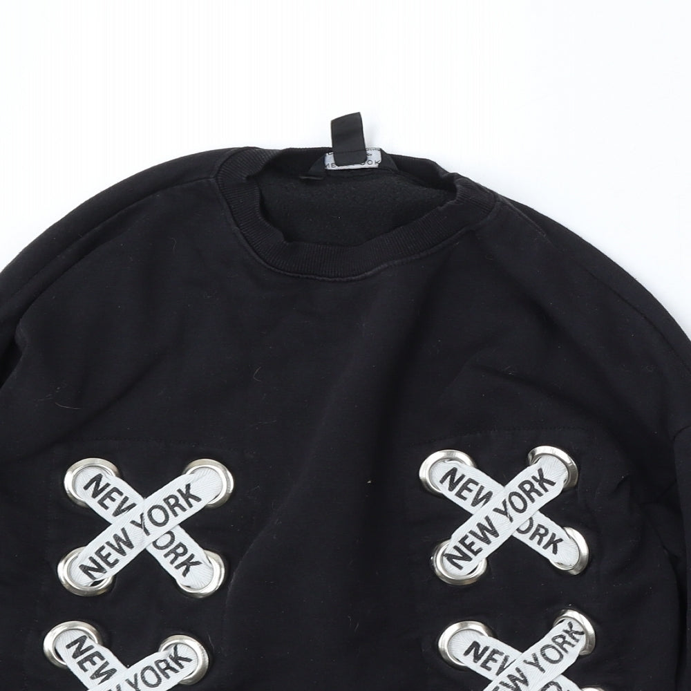 915 Generation Girls Black Polyester Pullover Sweatshirt Size 10-11 Years - New york