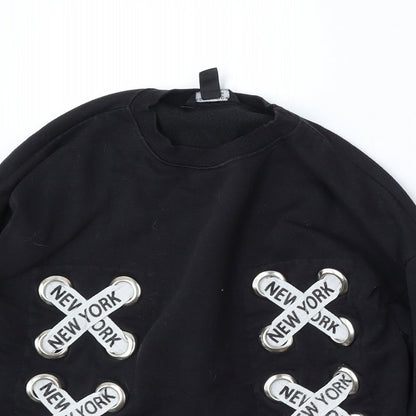 915 Generation Girls Black Polyester Pullover Sweatshirt Size 10-11 Years - New york