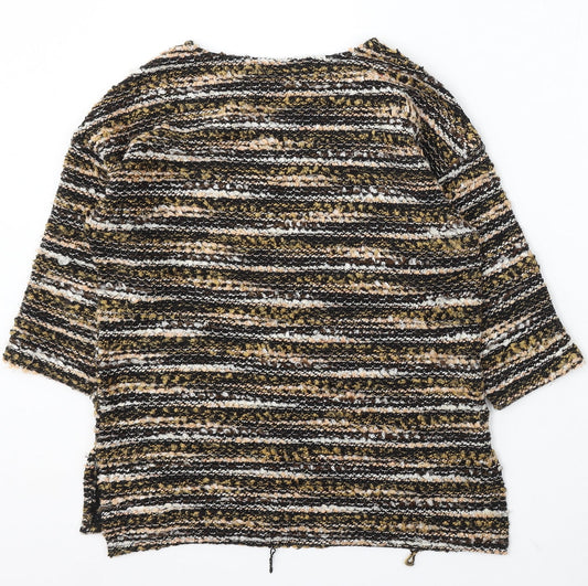 Nutmeg Womens Multicoloured Round Neck Striped Polyester Pullover Jumper Size 10