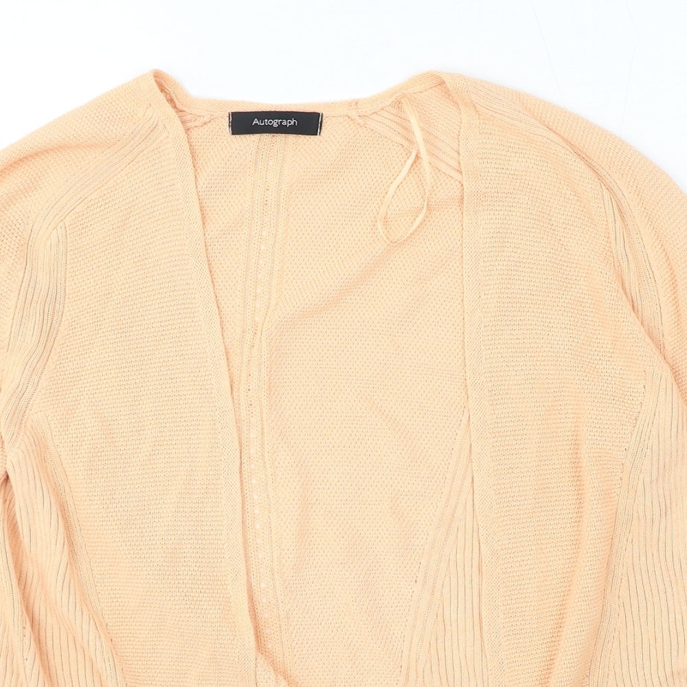 Autograph Womens Orange V-Neck Polyester Cardigan Jumper Size M