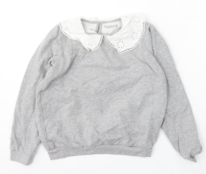 Nutmeg Girls Grey Cotton Pullover Sweatshirt Size 13-14 Years