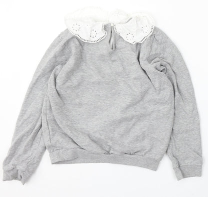 Nutmeg Girls Grey Cotton Pullover Sweatshirt Size 13-14 Years