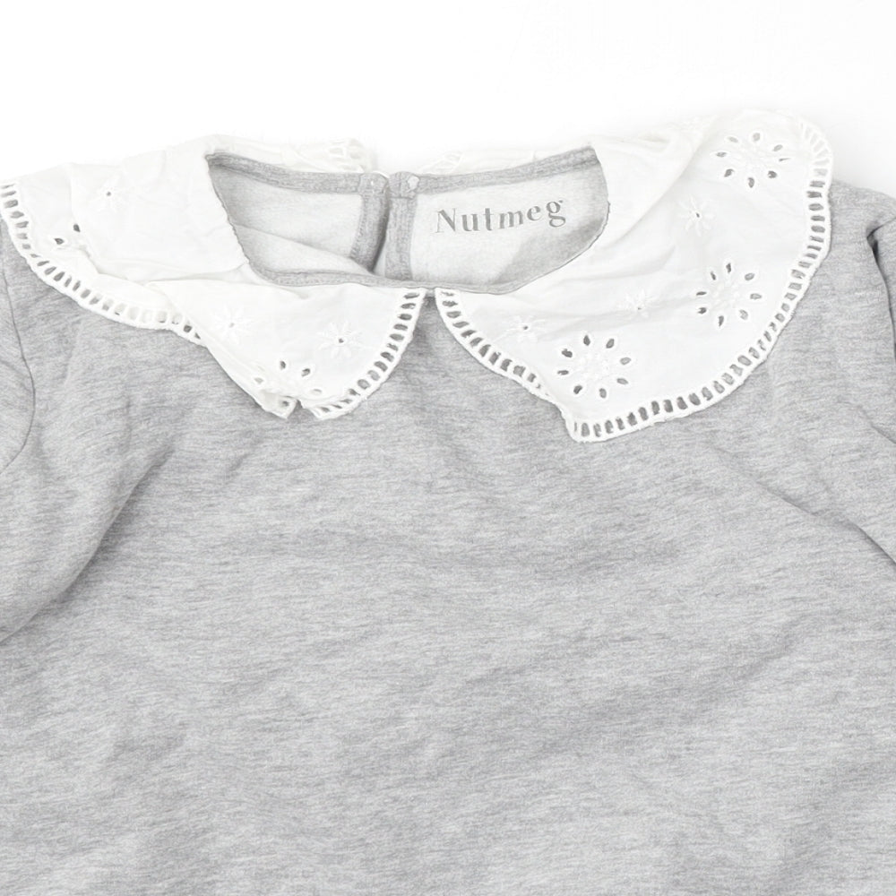 Nutmeg Girls Grey Cotton Pullover Sweatshirt Size 13-14 Years