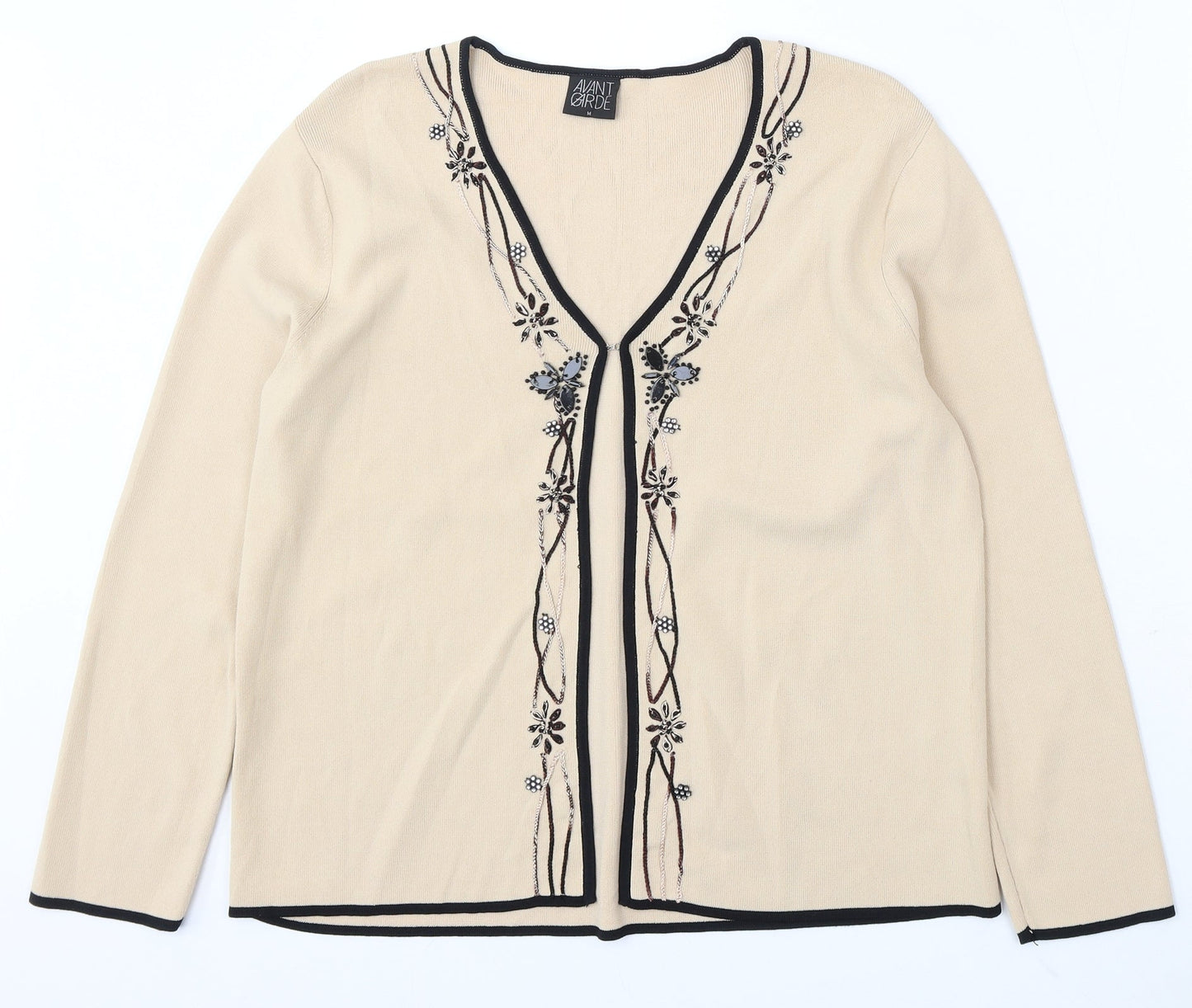 Avant Garde Womens Beige V-Neck Viscose Cardigan Jumper Size M