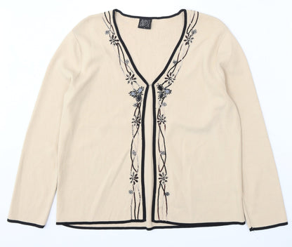 Avant Garde Womens Beige V-Neck Viscose Cardigan Jumper Size M