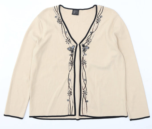 Avant Garde Womens Beige V-Neck Viscose Cardigan Jumper Size M